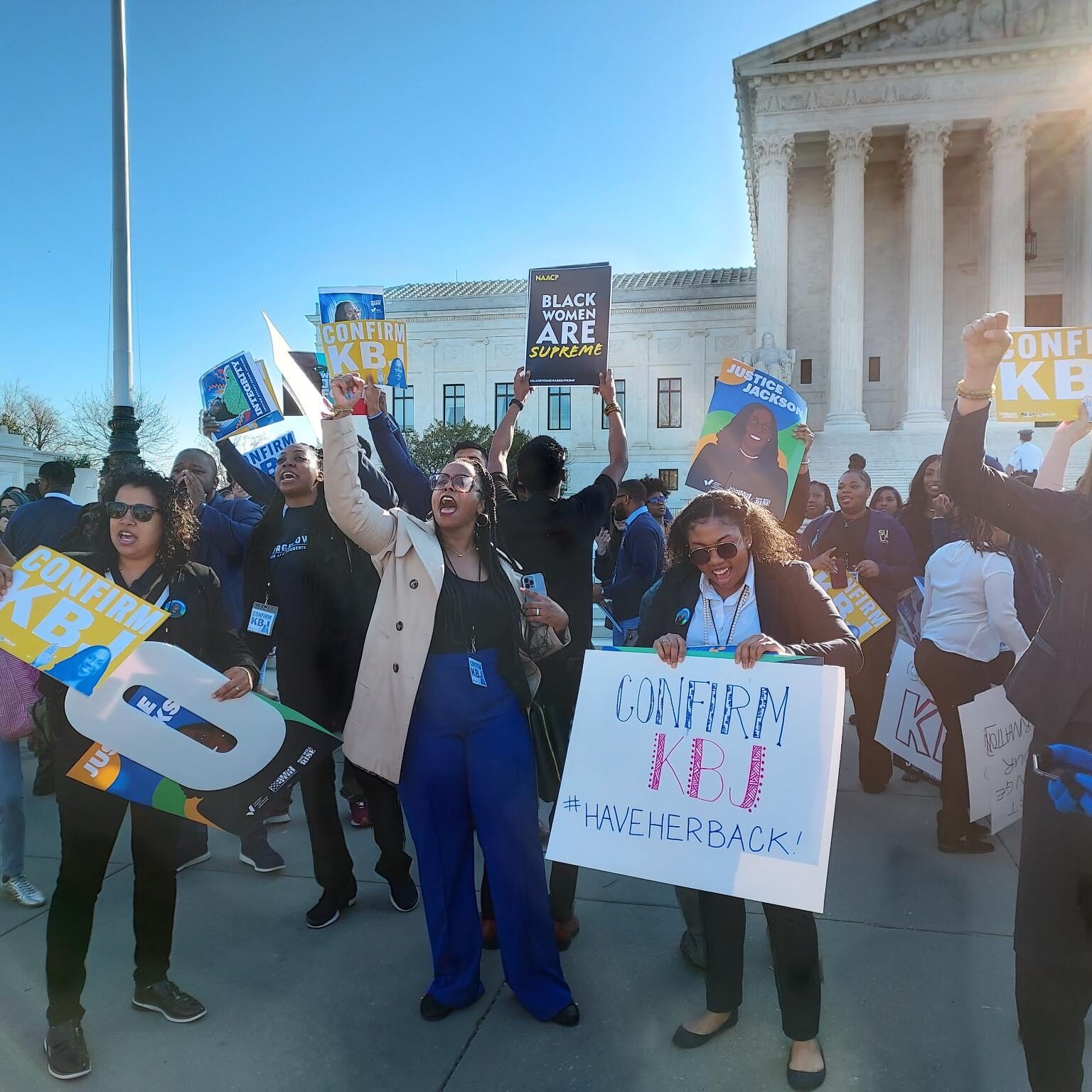 Race and gender equity members rally in support of Ketanji Brown Jackson